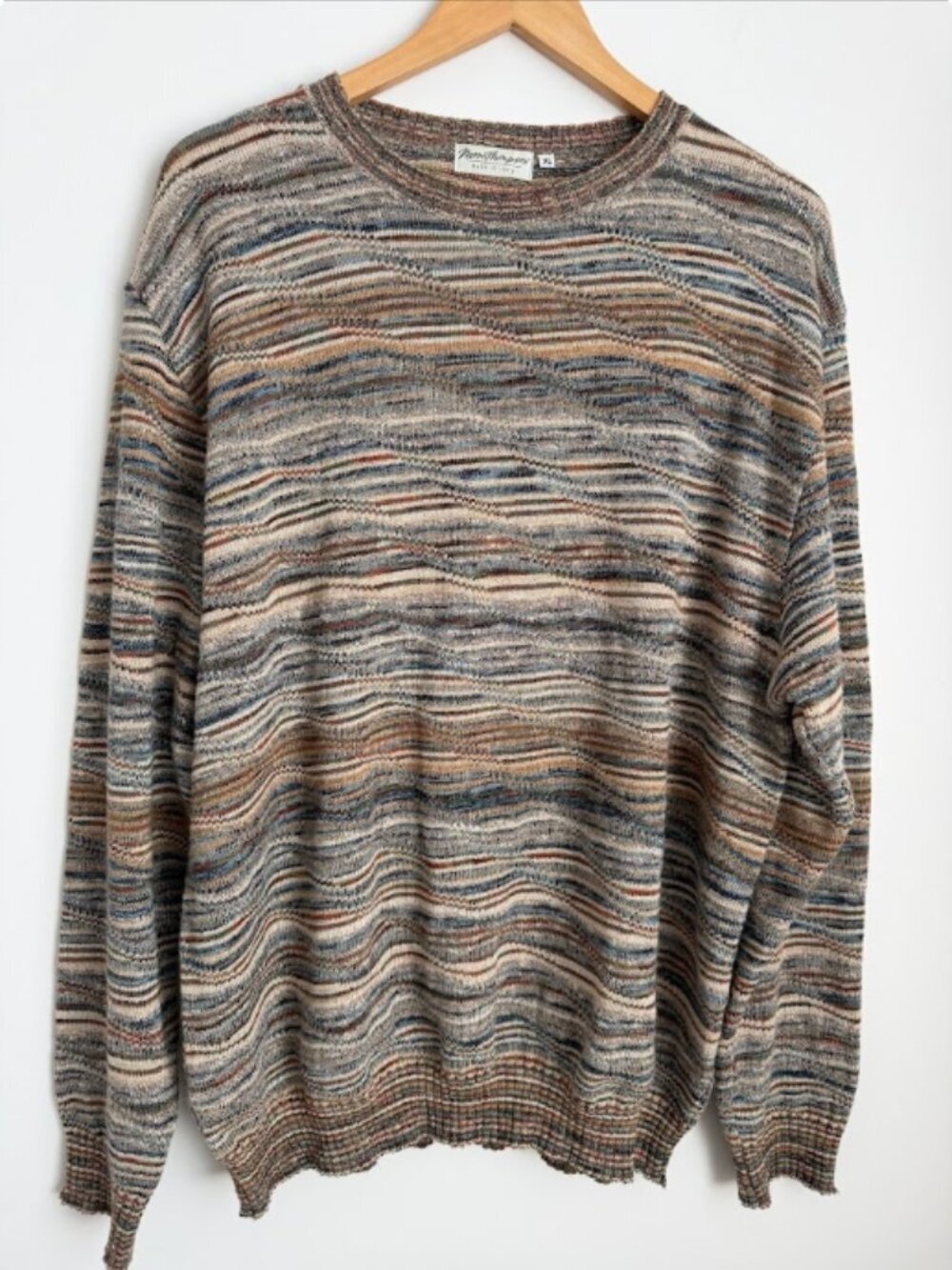 Vintage Norm Thompson "Coogi Style" 3D Textured Knit Cosby Biggie 90s Italy XL